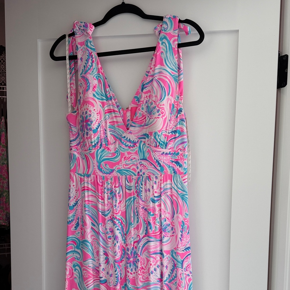Lilly Pulitzer Maxi Pink & Aqua Floral-Print Dress